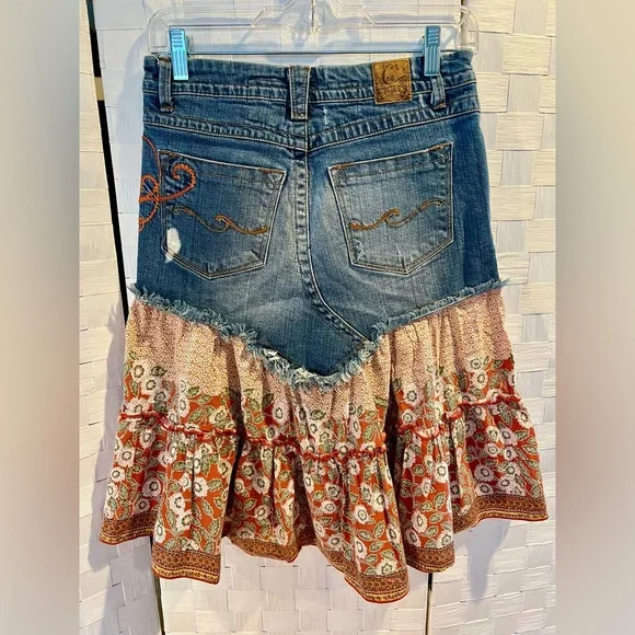 Candie's Denim Embroidered A-Line Skirt - Picture 2 of 3